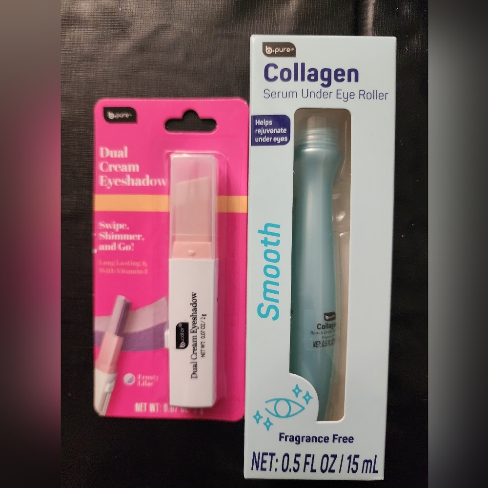 NEW B PURE COLLAGEN serum under eye roller & dual cream eye shadow set of 2
